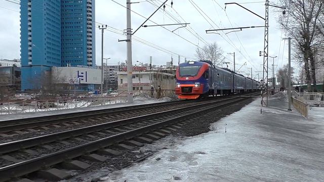 Эл.-поезд ЭП2Д-0108 "ЦППК" (ТЧ-14) скоростной приг. поезд "РЭКС-экспресс" №7041 Дубна - Москва. смотреть онлайн
