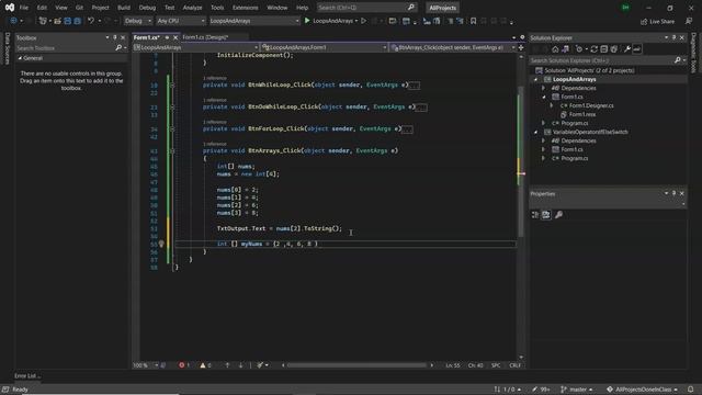 C# - Arrays with a for loop. смотреть онлайн
