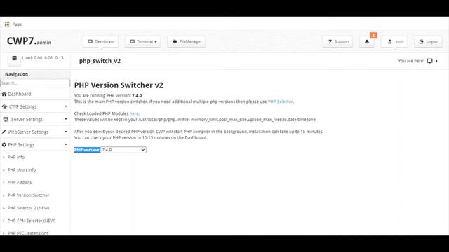 How to change PHP version in CWP Panel смотреть онлайн