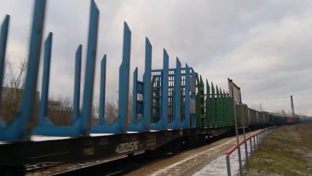 Грузовой поезд . Полустанок Сельмаш 1 , город Каменка Пензенская область . смотреть онлайн