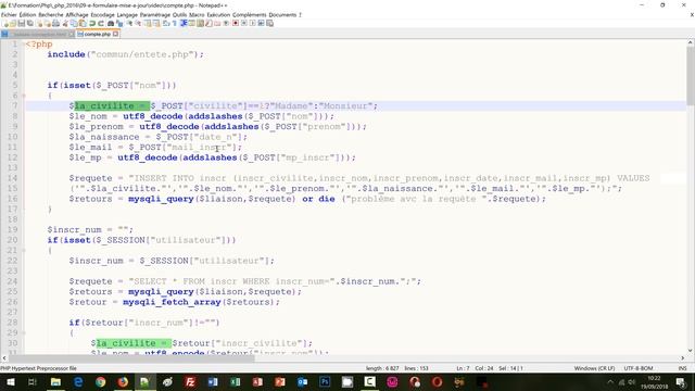 Formulaire PHP de mise à jour des données смотреть онлайн