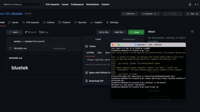 How to Create a new branch and push in existing git repository | BlueTek смотреть онлайн