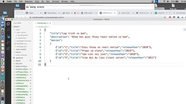 React Native - 5.1 - Tạo file json và upload file json lên server смотреть онлайн