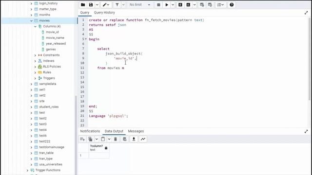PostgreSQL - Write a Function that uses RETURNS SETOF json. смотреть онлайн