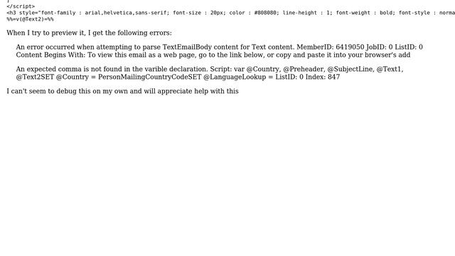 Salesforce: Expected comma not found AMPScript error смотреть онлайн