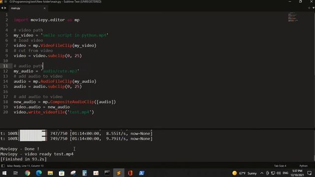add audio to video using moviepy in python смотреть онлайн