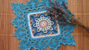 КВАДРАТНАЯ САЛФЕТКА С ОЧЕНЬ КРАСИВЫМ МОТИВОМ КРЮЧКОМ. ЧАСТЬ 1