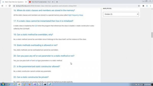 Static Class Interview Questions and Answers C# | Tech Point Fundamentals #techpointfundamentals
