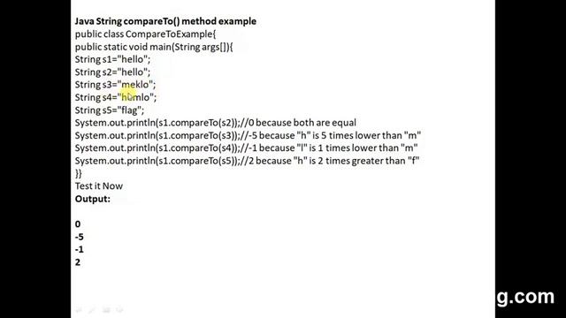 String compareTo method смотреть онлайн
