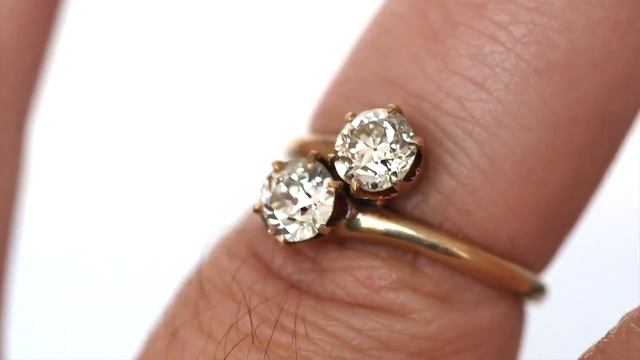 Circa 1890 Victorian 14k YG 1.11ct Old European Brilliant Diamond Engagement Ring - VEG#1936 смотреть онлайн