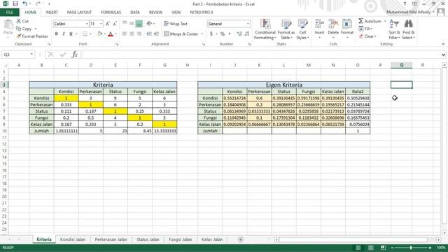 Contoh Metode AHP (Analytical Hierarchy Process) dengan Excel Studi Kasus Perbaikan Jalan - Part 3 смотреть онлайн