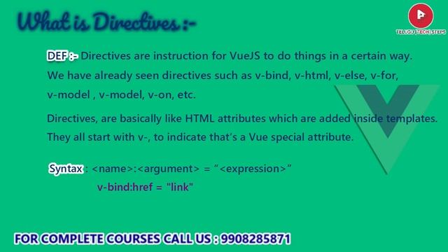 VUE JS DIRECTIVE INTRODUCTION | VUE JS IN TELUGU | VUE IN TELUGU смотреть онлайн