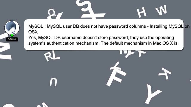 MySQL : MySQL user DB does not have password columns - Installing MySQL on OSX смотреть онлайн