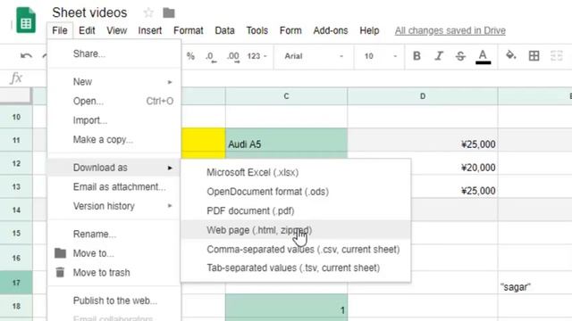 How to convert sheet to html table or pdf or ODS, MS excel, xlsx, CSV, TSV in Google sheets смотреть онлайн