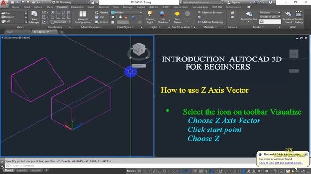 AutoCAD 3D - Tutorial for beginners - HOW TO USE Z AXIS VECTOR смотреть онлайн