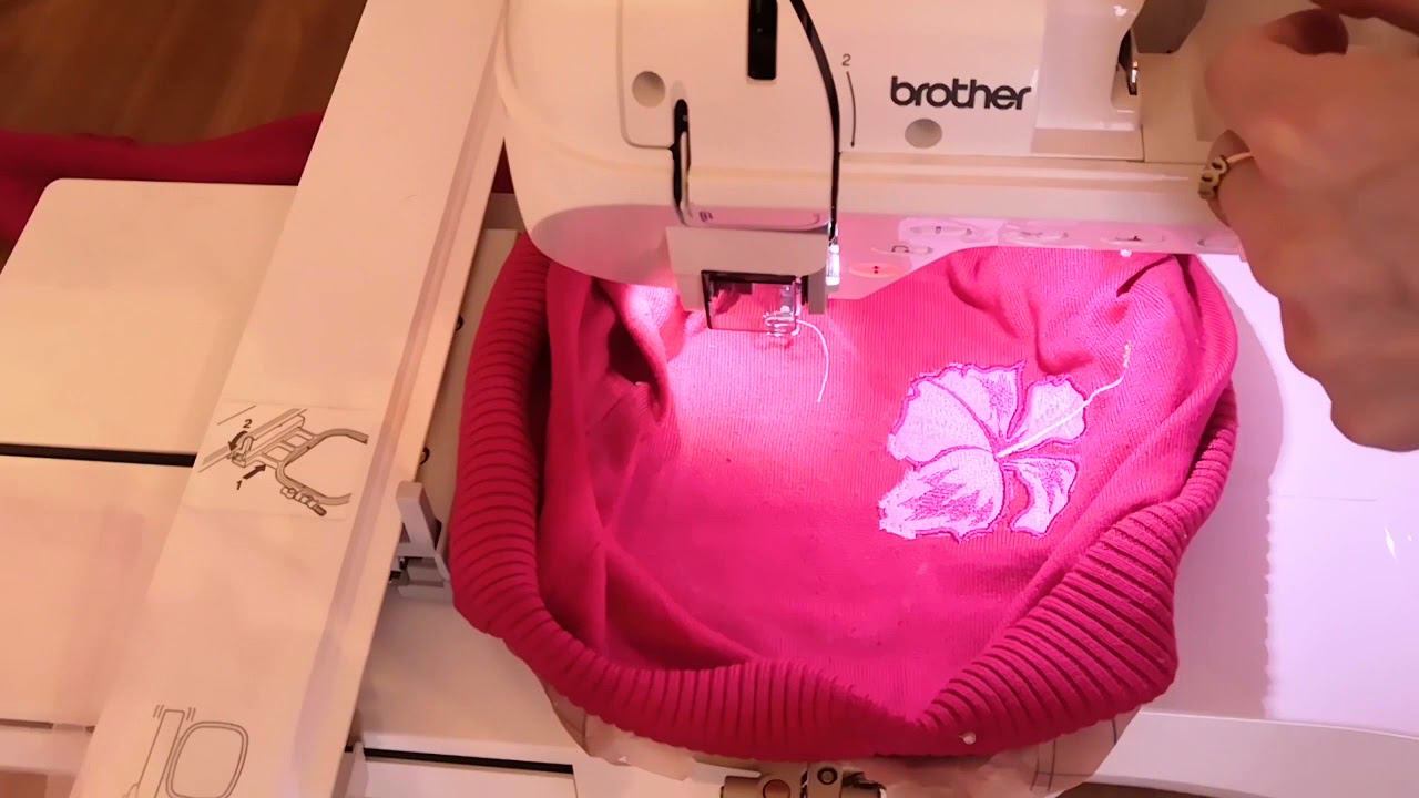 Часть 2 Вышивка аппликации на трикотажном полувере свитере Мастер класс машинной вышивки Елена Л смотреть онлайн