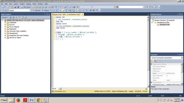 SQL Server tutorial 52: How to implement error handing using T-SQL constructs. смотреть онлайн