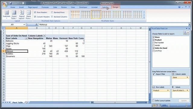 How to Apply Grand Total in Excel 2007 Pivot Table : MS Excel Tips смотреть онлайн