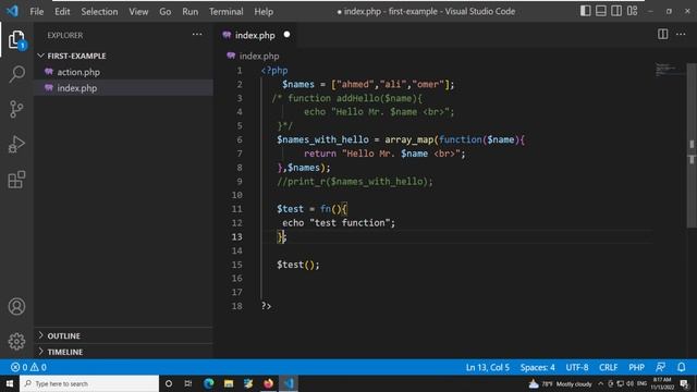 37- PHP Arrow Function смотреть онлайн