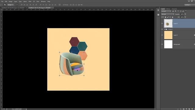 Интерьерный коллаж с креслом в Photoshop. смотреть онлайн