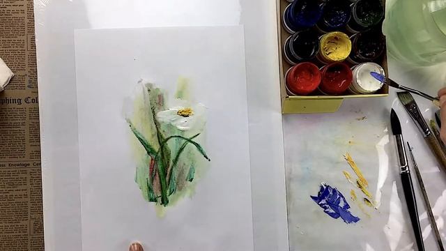 Техника: акварельная + сухая гуашь + мастихин / Technique: watercolor + dry gouache + palette knife смотреть онлайн