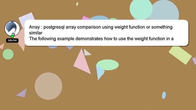 Array : postgresql array comparison using weight function or something similar смотреть онлайн