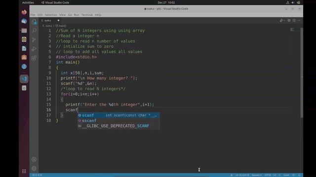 Write a program to find the sum of n integers using array? смотреть онлайн