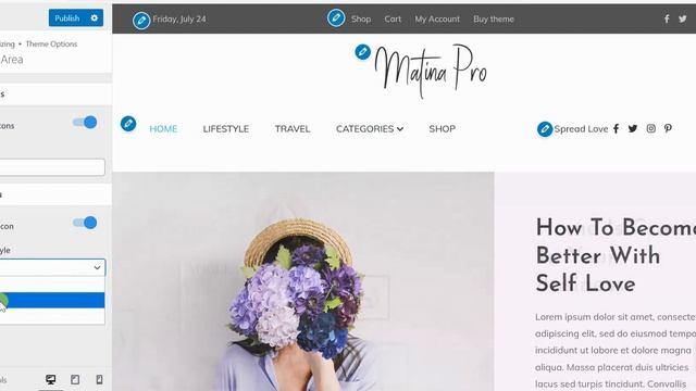 Matina Creative Blogging WordPress Theme - Header Setting смотреть онлайн