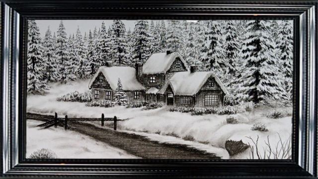 Black and white landscape scenery drawing // Pencil drawing nature sketches // смотреть онлайн
