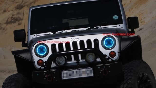 7″ Round LED Headlight high low beam RGB Halo смотреть онлайн