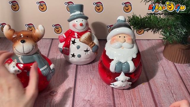 Декор светодиодный Новогодние персонажи керамические 16см смотреть онлайн