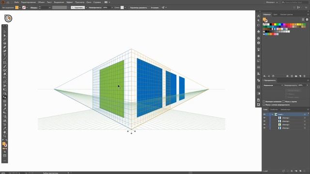 22/2.Adobe Illustrator.СЕТКА ПЕРСПЕКТИВЫ редактирование объектов с инструментом "Выбор перспективы смотреть онлайн