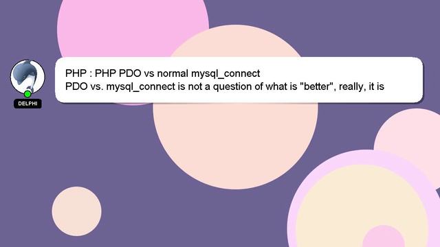 PHP : PHP PDO vs normal mysql_connect смотреть онлайн
