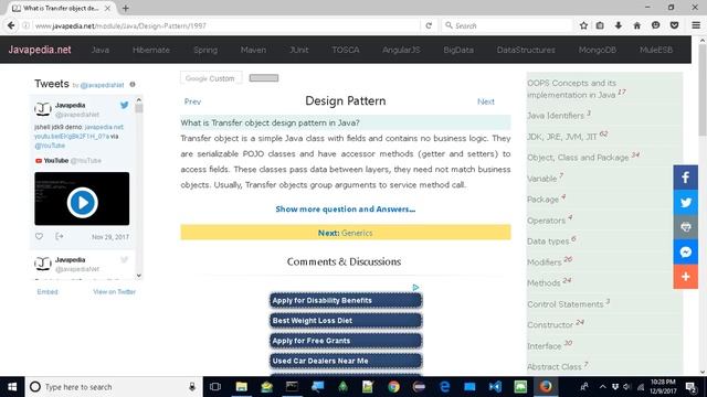 What is Transfer object design pattern in Java?
| javapedia.net смотреть онлайн