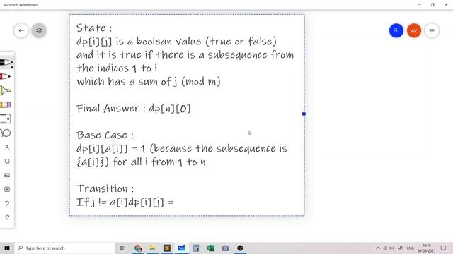 Codeforces Dynamic Programming - 319 Div 2 B Modulo Sum (Rated 1900) смотреть онлайн