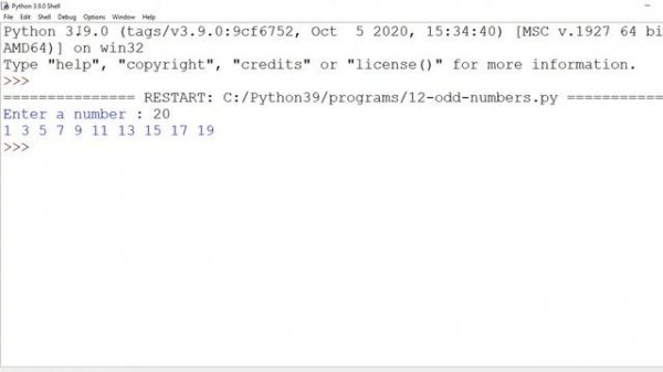 19 Program to print odd numbers in Python by Hemanth Academy