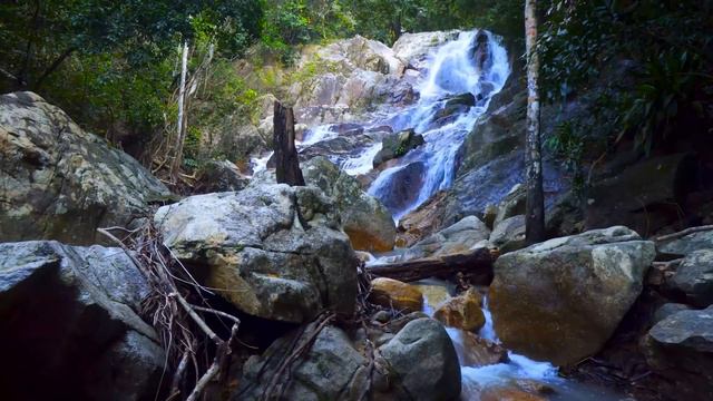 Relaxing Mountain Waterfall. Evening. Soothing Water Sounds. (10 hours) White Noise. смотреть онлайн