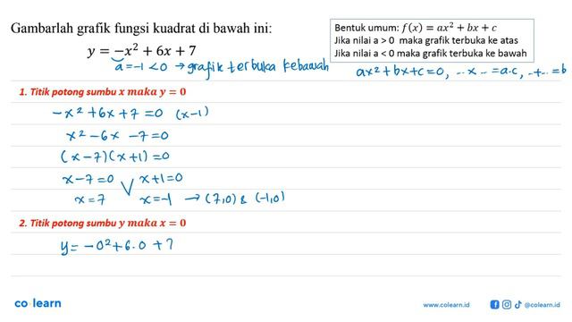 Gambarlah grafik fungsi kuadrat di bawah ini: y = -x^2 + 6x + 7 смотреть онлайн