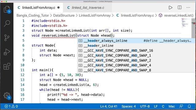 Reverse a singly Linked List in C. Linked List Bangla Tutorial in C. Data Structure Bangla Tutorial смотреть онлайн
