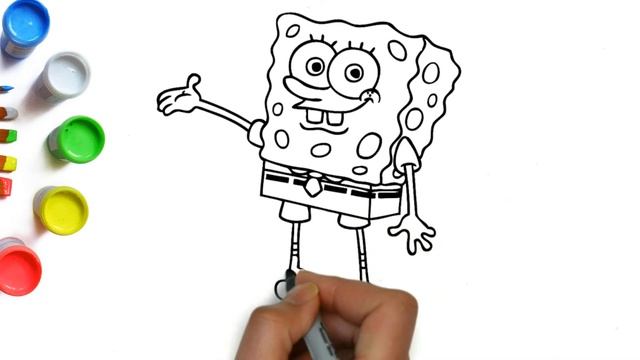 Как нарисовать Губку Боба квадратные штаны, How to draw SpongeBob SquarePants, рисунки для детей смотреть онлайн