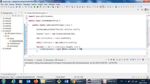 Java Tutorial - Lekcija 7 - ARRAY OF RANDOM INTEGERS niz nasumičnih brojeva смотреть онлайн
