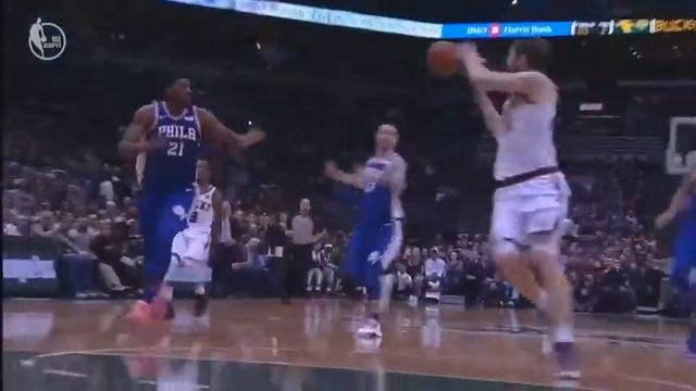 Joel Embiid blocks and injures Tyler Zeller after nasty fall смотреть онлайн