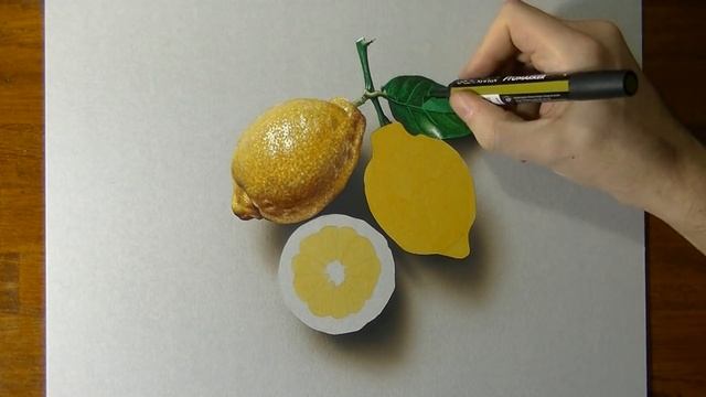 Drawing of some lemons - How to draw 3D Art смотреть онлайн