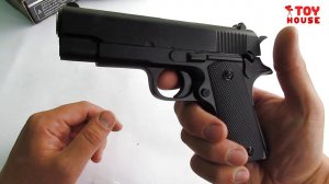 Игрушечный супер пистолет из металла с глушителем и пульками 6мм.