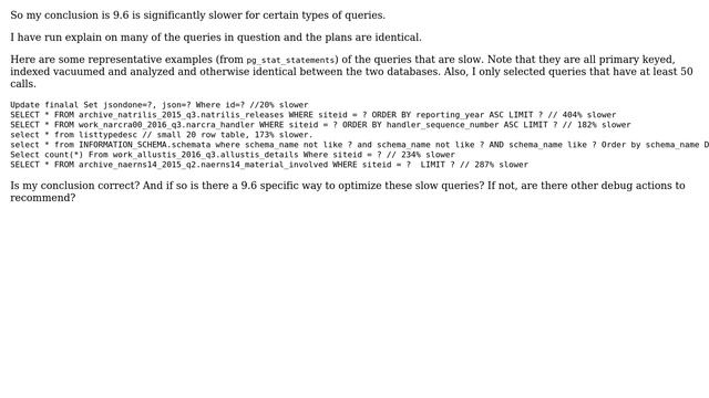 Many queries are slower on new hardware and newest version of PostgreSQL смотреть онлайн