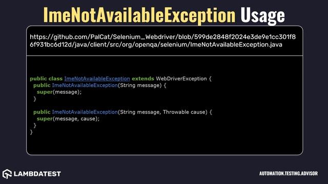 org openqa selenium ImeNotAvailableException with example смотреть онлайн