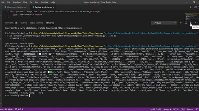 Mineração de dados Twitter com Python - TwitterSearch смотреть онлайн