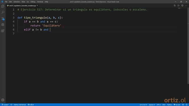 Python - Ejercicio 527: Determinar si un Triángulo es Equilátero, Isósceles o Escaleno смотреть онлайн