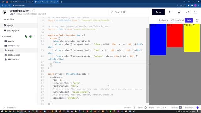 ReactNative Tutorial 3 - flex, flexDirection, justifyContent, alignItems смотреть онлайн