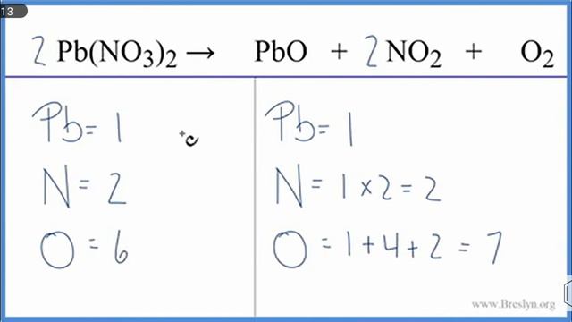 Pb(NO3)2 →PbO + NO2 + O2 How To Balance This Equation /